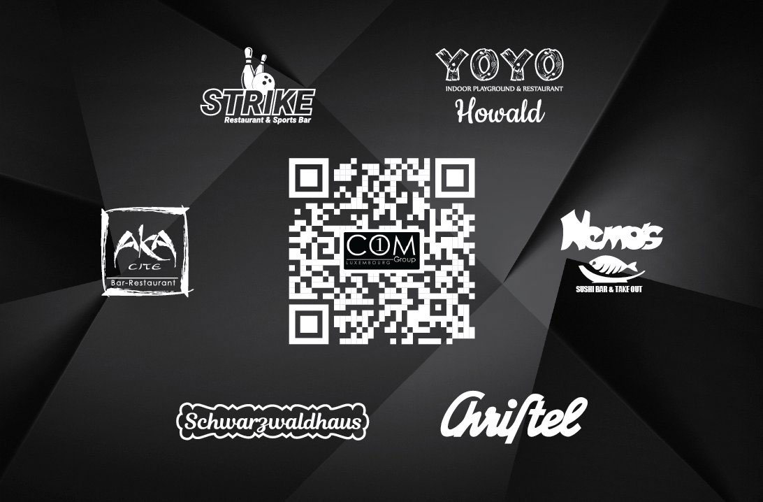 1COM gift card — participating venues and QR code